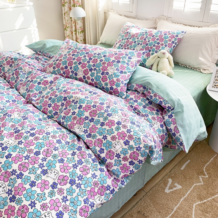 91家纺网 家纺一手货源 找家纺 怡家居 2022新款全棉田园四件套 花趣