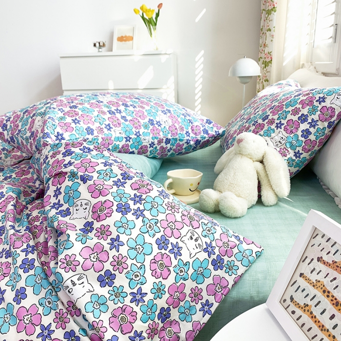 91家纺网 家纺一手货源 找家纺 怡家居 2022新款全棉田园四件套 花趣