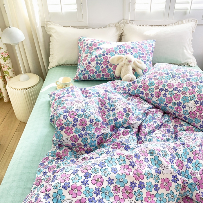 91家纺网 家纺一手货源 找家纺 怡家居 2022新款全棉田园四件套 花趣