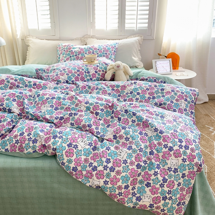 91家纺网 家纺一手货源 找家纺 怡家居 2022新款全棉田园四件套 花趣