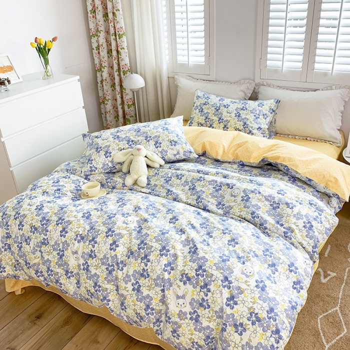 91家纺网 家纺一手货源 找家纺 怡家居 2022新款全棉田园四件套 可可爱爱