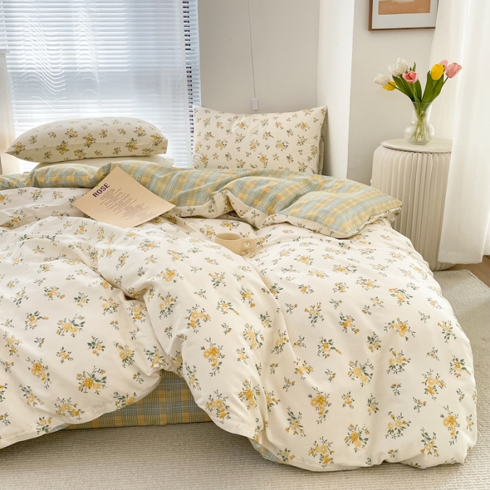 91家纺网 家纺一手货源 找家纺 怡家居 2022新款全棉田园四件套 可人