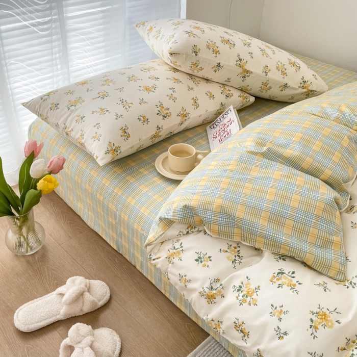 91家纺网 家纺一手货源 找家纺 怡家居 2022新款全棉田园四件套 可人