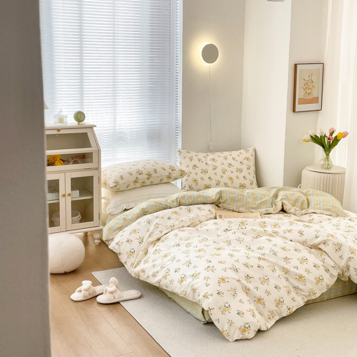 91家纺网 家纺一手货源 找家纺 怡家居 2022新款全棉田园四件套 可人