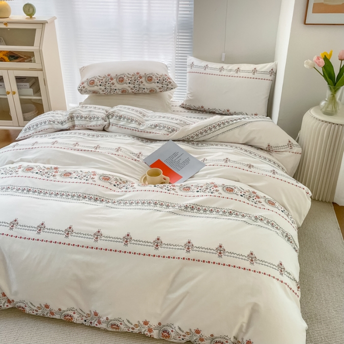 91家纺网 家纺一手货源 找家纺 怡家居 2022新款全棉田园四件套 流苏