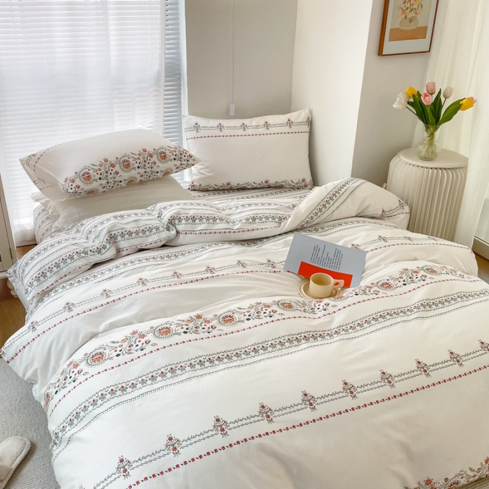 91家纺网 家纺一手货源 找家纺 怡家居 2022新款全棉田园四件套 流苏