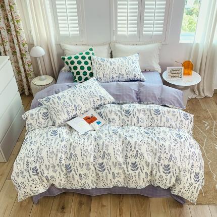 怡家居 2022新款全棉田园四件套 沐白