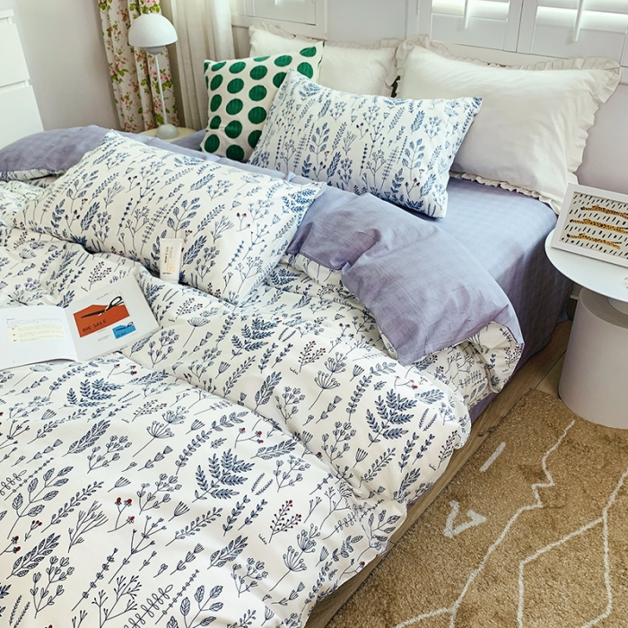 91家纺网 家纺一手货源 找家纺 怡家居 2022新款全棉田园四件套 沐白