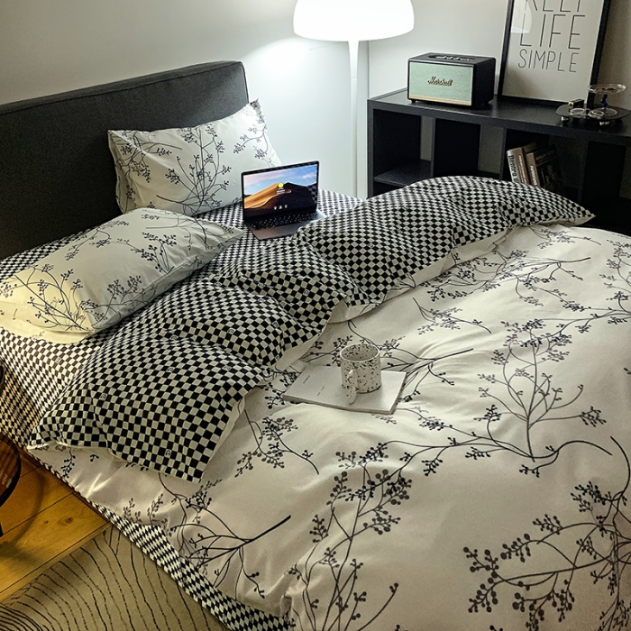 91家纺网 家纺一手货源 找家纺 怡家居 2022新款全棉田园四件套 青翼