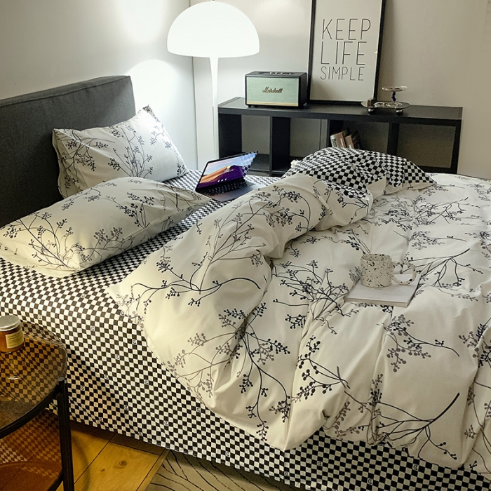 91家纺网 家纺一手货源 找家纺 怡家居 2022新款全棉田园四件套 青翼