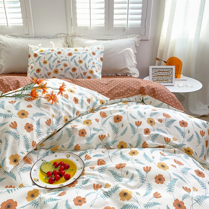 91家纺网 家纺一手货源 找家纺 怡家居 2022新款全棉田园四件套 清芳