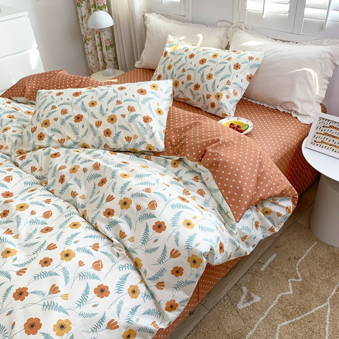 91家纺网 家纺一手货源 找家纺 怡家居 2022新款全棉田园四件套 清芳