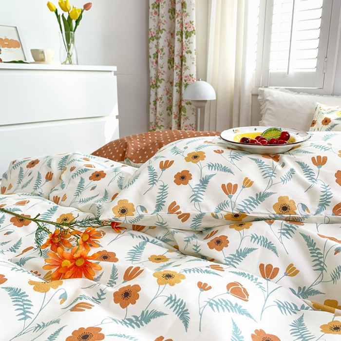 91家纺网 家纺一手货源 找家纺 怡家居 2022新款全棉田园四件套 清芳