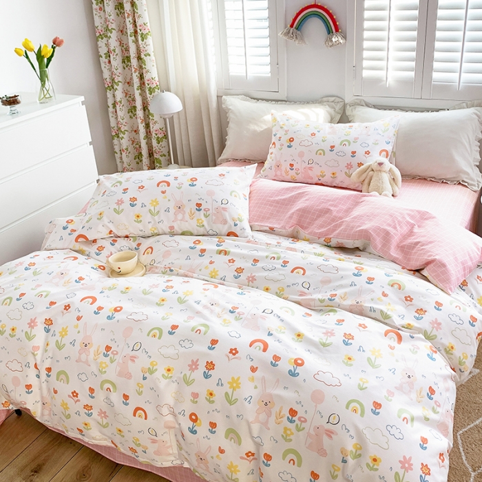 91家纺网 家纺一手货源 找家纺 怡家居 2022新款全棉田园四件套 小青春