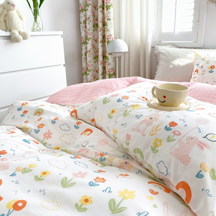 91家纺网 家纺一手货源 找家纺 怡家居 2022新款全棉田园四件套 小青春