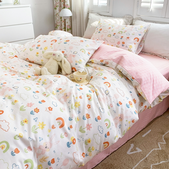 91家纺网 家纺一手货源 找家纺 怡家居 2022新款全棉田园四件套 小青春