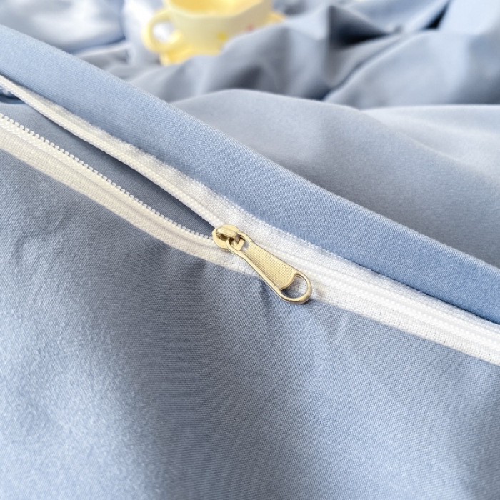 91家纺网 家纺一手货源 找家纺 雨帆 2023新款ins纯色双拼磨毛四件套 深蓝灰