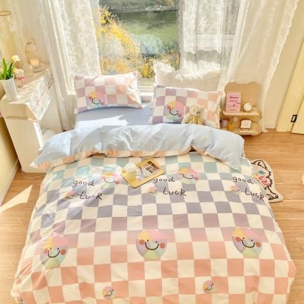 91家纺网 家纺一手货源 找家纺 卡巴伦家纺 2023新款春夏全棉花漾年华四件套2 彩色笑脸