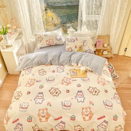 91家纺网 家纺一手货源 找家纺 卡巴伦家纺 2023新款春夏全棉花漾年华四件套2 小老虎