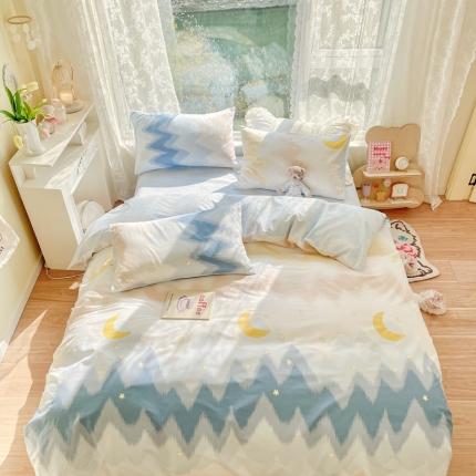 91家纺网 家纺一手货源 找家纺 卡巴伦家纺 2023新款春夏全棉花漾年华四件套2 月光下