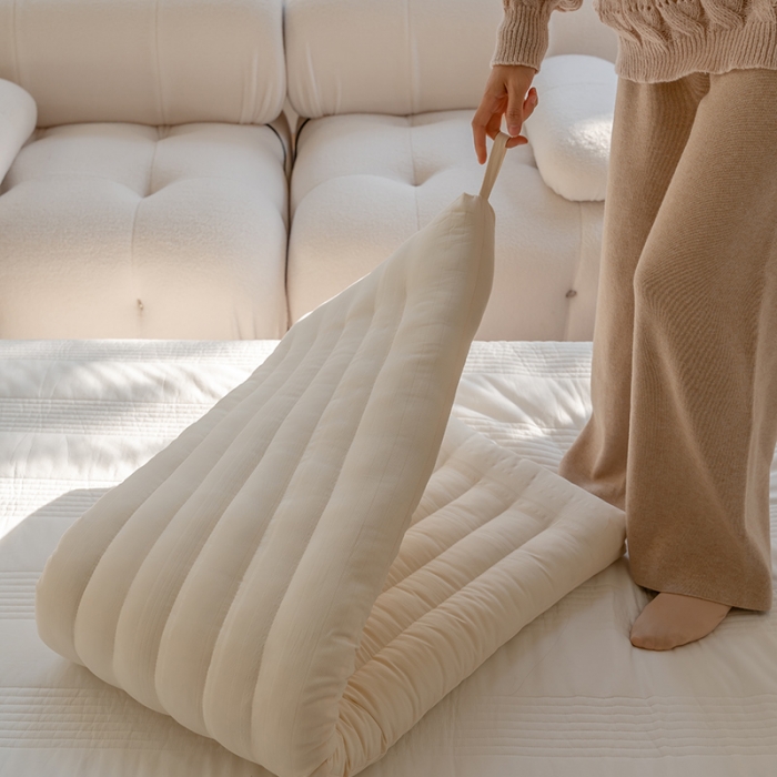 91家纺网 家纺一手货源 找家纺 2021日式原棉小提花情侣长枕芯 全棉亲子双人低枕头1.5m