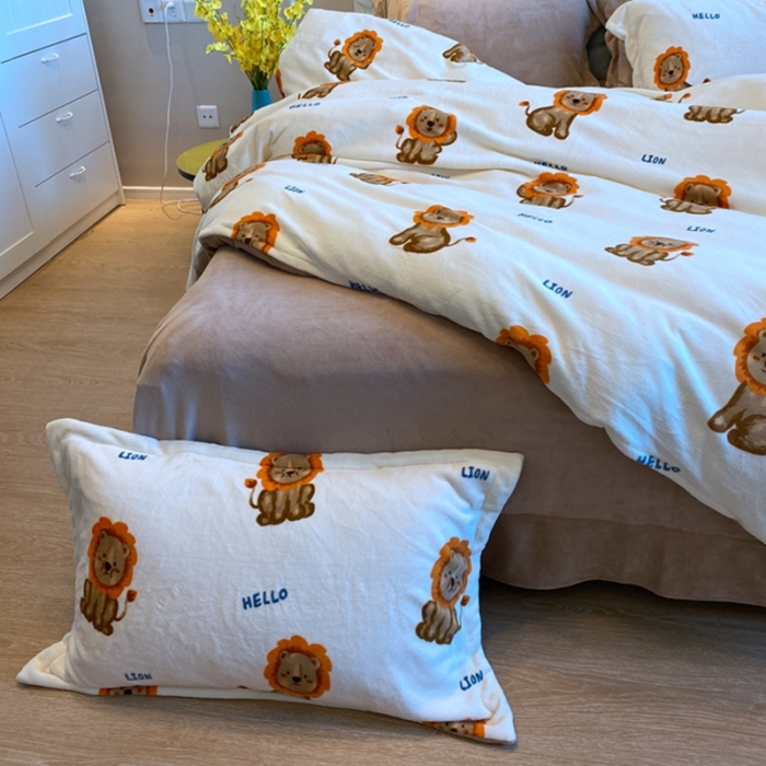 91家纺网 家纺一手货源 找家纺 棉生活家纺 2021新款冰岛臻棉绒印花四件套 卡恩