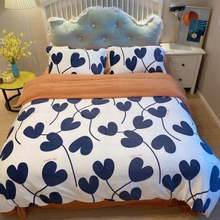 棉生活家纺 2021新款冰岛臻棉绒印花四件套 迷森米