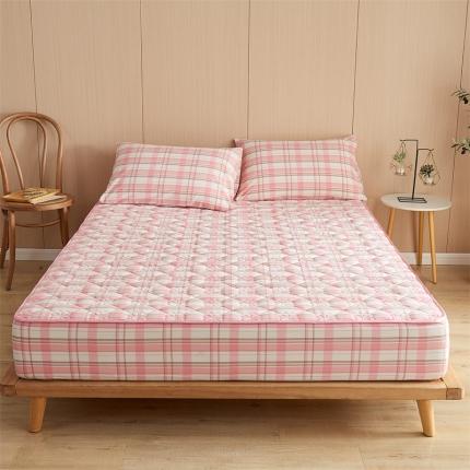 91家纺网 家纺一手货源 找家纺 优眠坊 2025新款全棉色织水洗棉夹棉床笠 草莓格