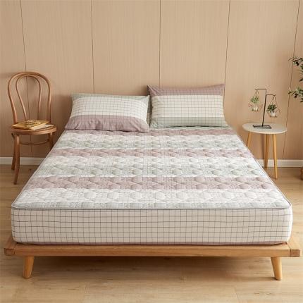 91家纺网 家纺一手货源 找家纺 优眠坊 2025新款全棉色织水洗棉夹棉床笠 格林-咖