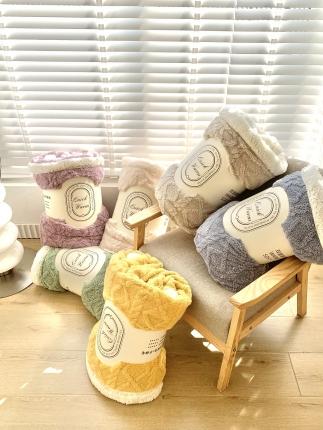 （总）网客家纺2024新款塔芙绒提花羊羔绒盖毯