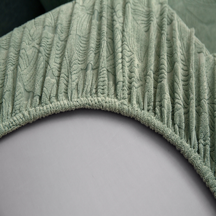 91家纺网 家纺一手货源 找家纺 2022新款提花-小树叶款沙发坐垫套系列 豆绿