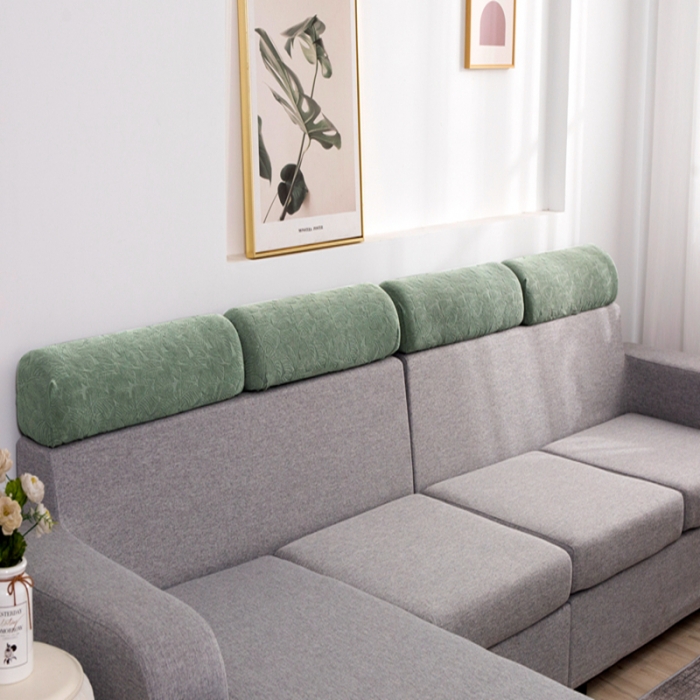 91家纺网 家纺一手货源 找家纺 2022新款提花-小树叶款沙发坐垫套系列 豆绿