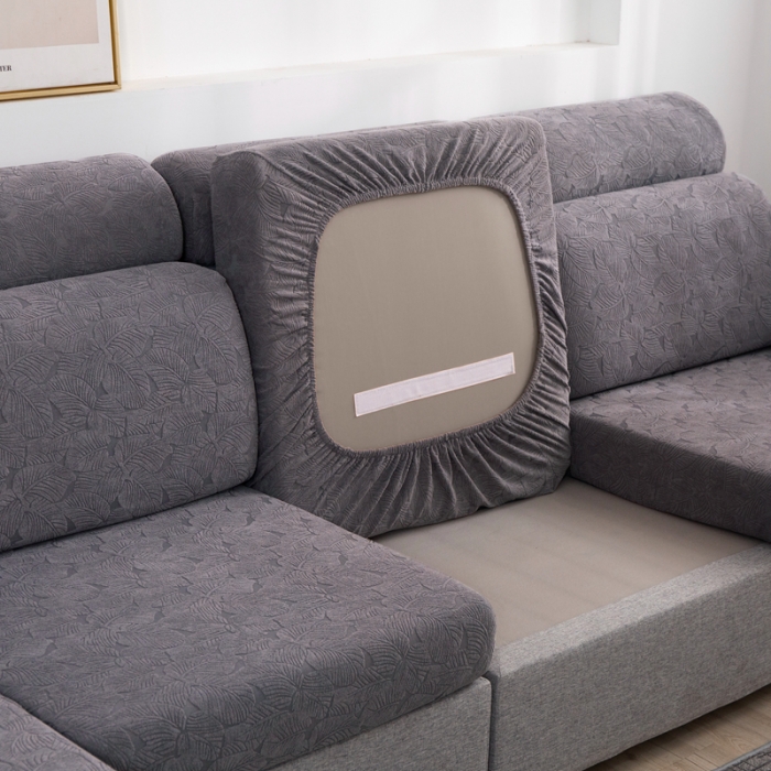 91家纺网 家纺一手货源 找家纺 2022新款提花-小树叶款沙发坐垫套系列 浅灰