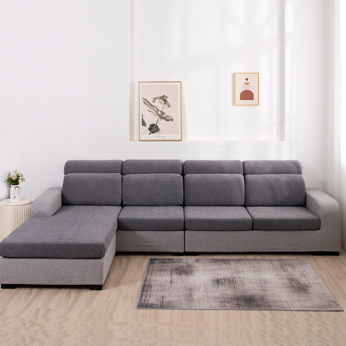 91家纺网 家纺一手货源 找家纺 2022新款提花-小树叶款沙发坐垫套系列 浅灰