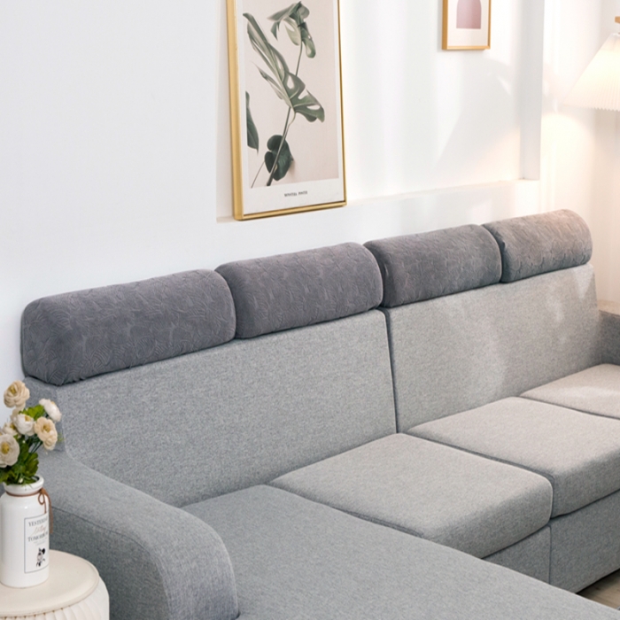 91家纺网 家纺一手货源 找家纺 2022新款提花-小树叶款沙发坐垫套系列 浅灰