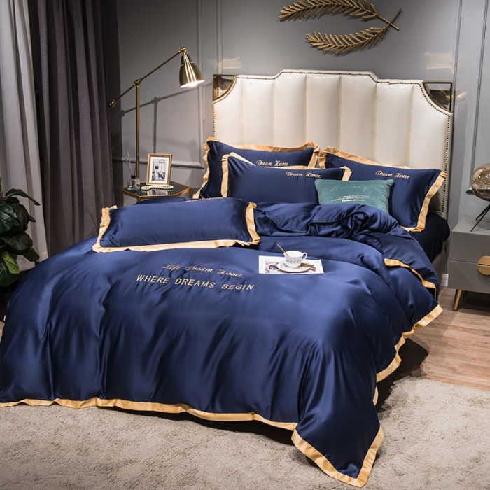 91家纺网 家纺一手货源 找家纺 （总）骏腾 2022简爱水洗天丝绣花四件套水洗真丝三件套