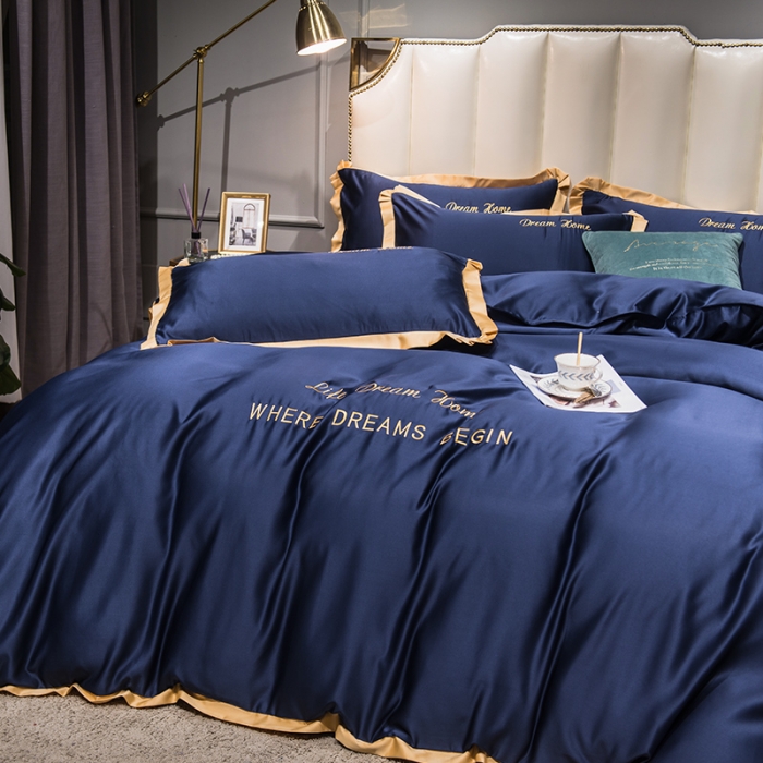 91家纺网 家纺一手货源 找家纺 （总）骏腾 2022简爱水洗天丝绣花四件套水洗真丝三件套