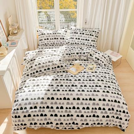 91家纺网 家纺一手货源 找家纺 2022新40s精梳棉13372全棉纯棉磨毛四件套 黑色扇贝