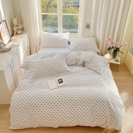 91家纺网 家纺一手货源 找家纺 2022新40s精梳棉13372全棉纯棉磨毛四件套黑色小胡子