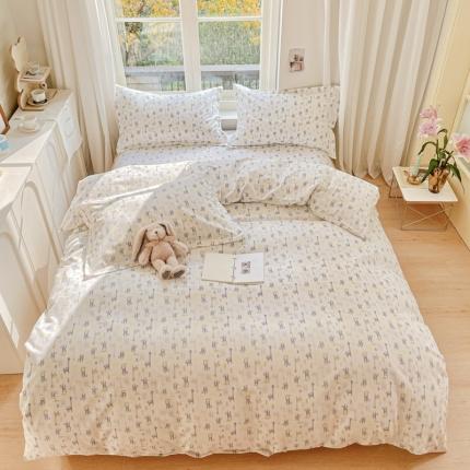 91家纺网 家纺一手货源 找家纺 2022新40s精梳棉全棉磨毛四件套 双色长颈鹿小猴