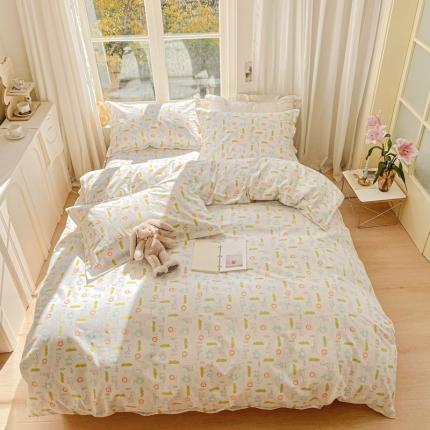 91家纺网 家纺一手货源 找家纺 2022新40s精梳棉13372全棉纯棉磨毛四件套四色小动物