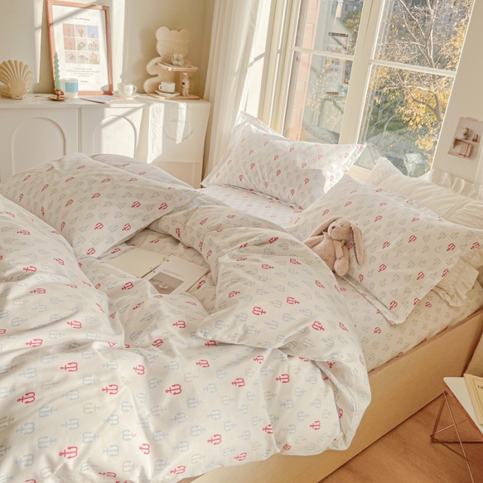 91家纺网 家纺一手货源 找家纺 呗旺鹿2022新40s精梳棉13372全棉纯棉磨毛四件套船锚