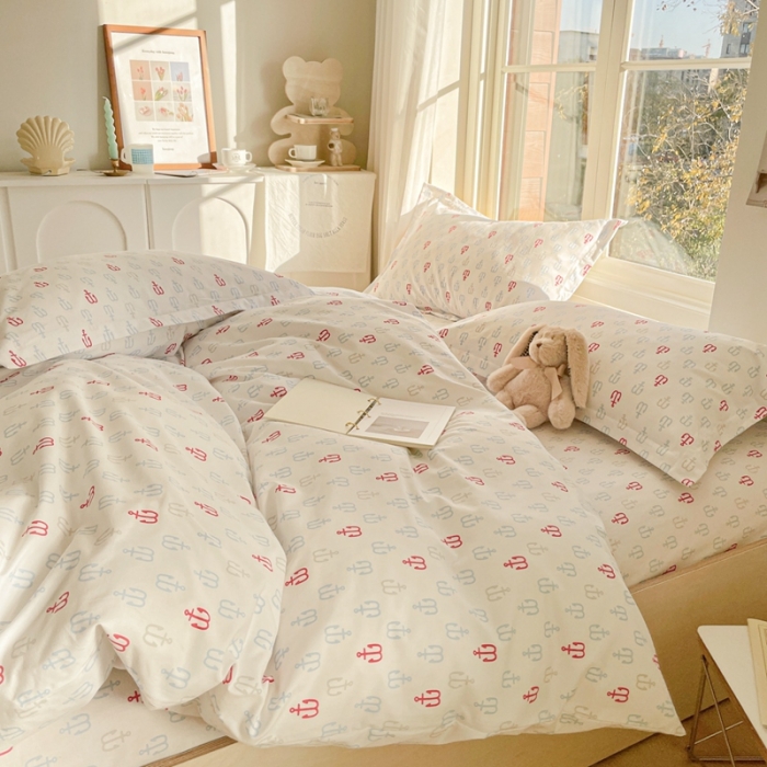 91家纺网 家纺一手货源 找家纺 呗旺鹿2022新40s精梳棉13372全棉纯棉磨毛四件套船锚