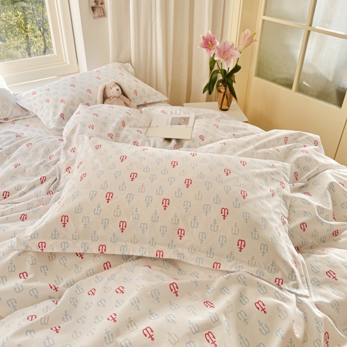 91家纺网 家纺一手货源 找家纺 呗旺鹿2022新40s精梳棉13372全棉纯棉磨毛四件套船锚