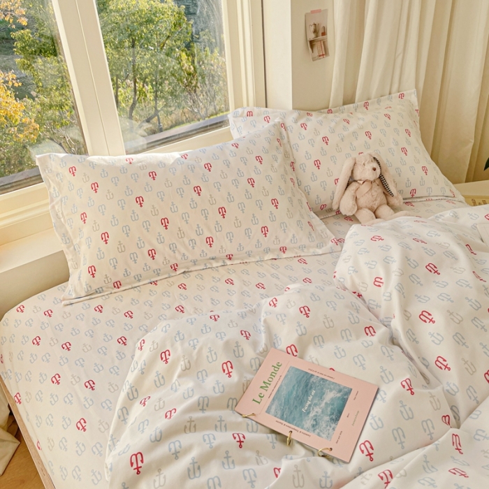 91家纺网 家纺一手货源 找家纺 呗旺鹿2022新40s精梳棉13372全棉纯棉磨毛四件套船锚