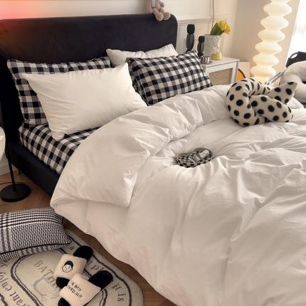 91家纺网 家纺一手货源 找家纺 （总）三朵家纺2022新款春夏全棉混搭系列水洗全棉四件套