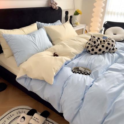 91家纺网 家纺一手货源 找家纺 （总）三朵家纺2022新款春夏全棉混搭系列水洗全棉四件套