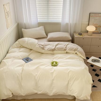 91家纺网 家纺一手货源 找家纺 （总）三朵家纺2022新款春夏全棉混搭系列水洗全棉四件套