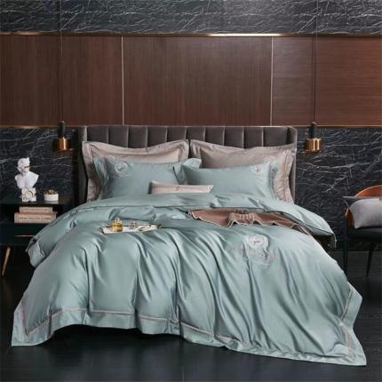 91家纺网 家纺一手货源 找家纺 (总)玖玖爱家纺 2022新款120支长绒棉全棉贡缎绣花四件套