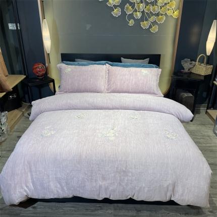 91家纺网 家纺一手货源 找家纺 (总)玖玖爱家纺 2022新款德芙绒绣花四件套